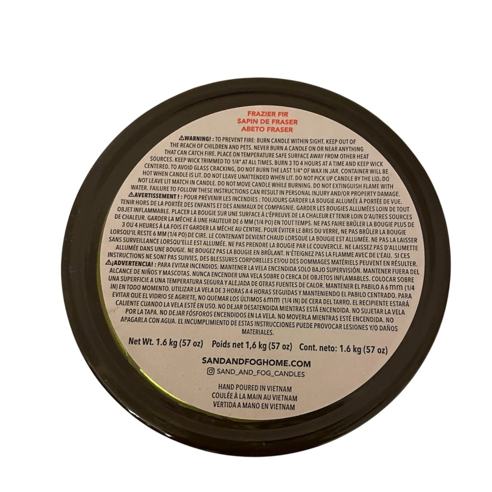 Sand + Fog 57 oz. Scalloped Candle with Rubber Wood Lid Frazier Fir Green - Picture 4 of 6